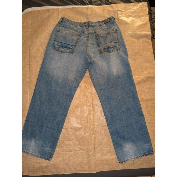 ENYCE Jeans Mens 40x32 Y2K Baggy Wide Pipe Embroidered Urban Skater JNCO Style - Picture 6 of 11